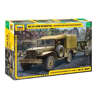 Imagen de Zvezda Americano 3656 WC 51 Beep US Military Multipurpose 3/4T Vehicle, Escala 1/35, Model Kit, Multicolor (ZS3656)