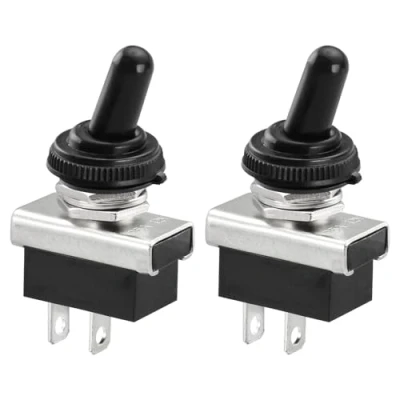 Imagen de Heschen Interruttore a levetta in metallo, KN3D 101, 12V 25A, SPST, On/Off 2 posizioni, pin, per luce del cruscotto dell&#039;auto, con cappuccio impermeabile (2 unidades)