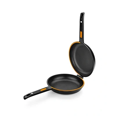 Imagen de BRA Efficient Duo Sartén Doble Para Tortilla de Patatas, 24 cm Diámetro, Aluminio Fundido, Triple Capa Antiadherente, 100% sin PFOA, todo Tipo Cocinas