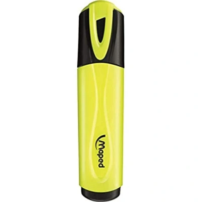 Imagen de Maped Pack de Subrayadores Subrayador Classic 12 Color Amarillo Diseño con Punta Biselada Trazo 1 a 5 mm Tapón Presión Ideal para clase o oficina