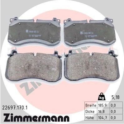 Imagen de ZIMMERMANN 22697.170.1 Juego de pastillas freno preparado para indicador desgaste con pesos equilibrio, Foto correspondiente a la entrega