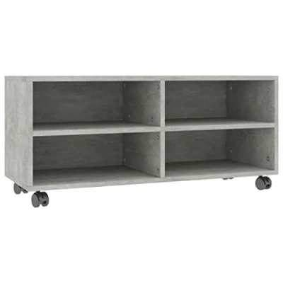 Imagen de vidaXL Mueble para TV con Ruedas Contrachapada Gris Hormigón 90x35x35cm Soporte Accesorios Centro Entretenimiento y Multimedia Diseño Moderno Práctico