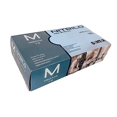 Imagen de GUANTE NITRILO DESECHABLE S/POLVO AZUL 100 UNID M