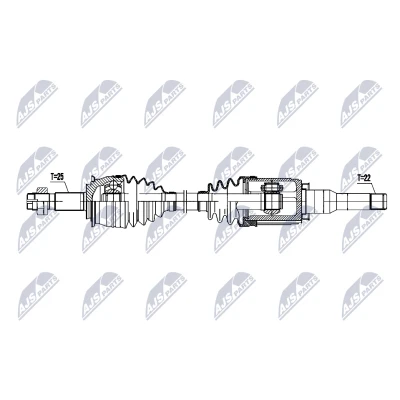 Imagen de NTY NPW DW 055 Árbol de transmisión Eje delantero, izquierda 628mm
