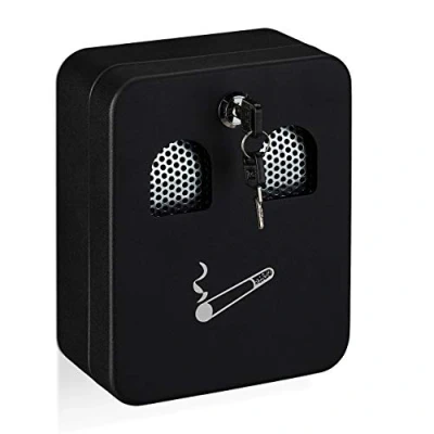 Imagen de Relaxdays Cendrier Mural Cenicero de Pared para Exterior, Resistente a la Intemperie, Llave y Material Montaje, 20x16x8,5 cm, Negro, Hierro, 20 x 16 8.5 cm