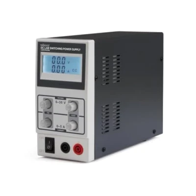 Imagen de Velleman Suministro de laboratorio, corte, ajustable, 0 30 VCC/0 5 A, limitación corriente, protección contra cortocircuitos, pantalla LCD, gris