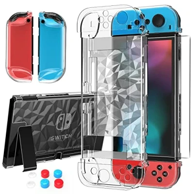 Imagen de HEYSTOP Funda Compatible con Nintendo Switch Protector de Pantalla, Transparente para Switch, Accesorios Pantalla y asa, absorción Impactos antiarañazos,