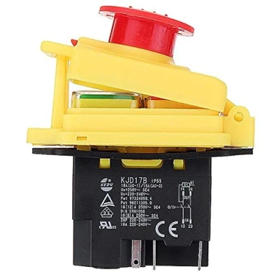 Imagen de KEDU KJD17B Interruptor de botón electromagnético impermeable 5 pines interruptores parada emergencia con función corte energía y protección contra subtensión