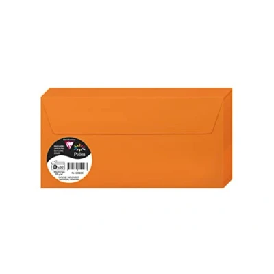 Imagen de Clairefontaine 120023C Paquete de 50 Sobres Autoadhesivos Formato DL 11x22cm 120g/m² Color Capucine Invitación a Eventos y Correspondencia Gama Pollen Papel Premium