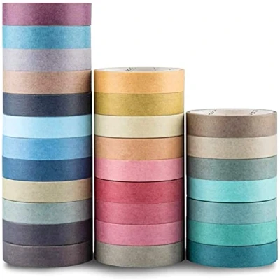 Imagen de YUBX 28 Rollo Flaco Washi Tape Set Masking cinta adhesiva decorativa Glitter Adhesivo (Nature 28)