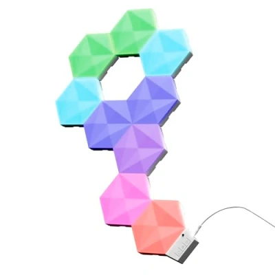 Imagen de Trust Gaming GXT 902 Vybz Luces LED RGB Hexagonales 9 Piezas, Paneles Decorativos para Pared, 44 Modos Luminosos, Control App, Sincronización Música, Luz Juegos Habitación Gamer