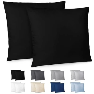 Imagen de Dreamzie Funda Almohada 65x65cm Lote de 2 Microfibra con Cremallera Certficadas Oeko Tex Suave y Cepillada Negro