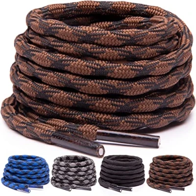 Imagen de Miscly Cordones Redondos de Botas [3 Pares] Antideslizantes y con Forma Entrelazada, Resistentes Ideales para Botas, Trabajo Zapatos Senderismo (183cm, Marrón/Negro)