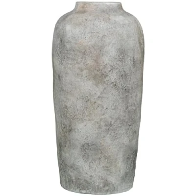 Imagen de DRW Jarron de Suelo Ceramica Blanco Rustico 21x21x43 cm