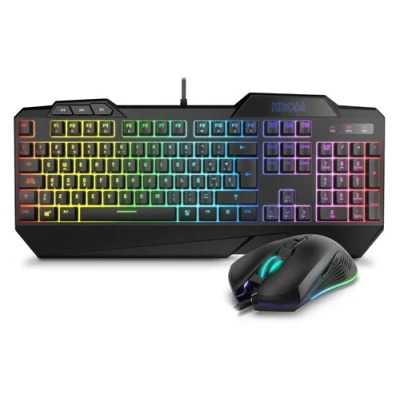 Imagen de Krom KRUSHER NXKROMKRSHRSP Combo Gaming Teclado + Raton Semi Mecánico Retroiluminado, Ratón con Sensor Optico 6400 DPI LED 6 colores