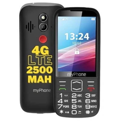 Imagen de myPhone Halo 4 LTE teléfono con pulsador para Mayores sin Contrato, Doble SIM, Botones Grandes y Pantalla de 3,5 Pulgadas, Enorme batería 2500 mah hasta 16 días una Sola Carga + botón SOS