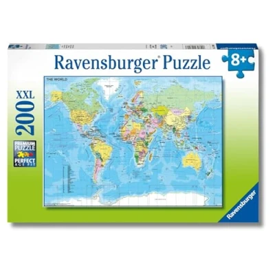 Imagen de Ravensburger Puzzle Mapa Mundi, Rompecabezas para Niños de 8+ Años, Juego Educativo y Estimulante, 200 Piezas XXL