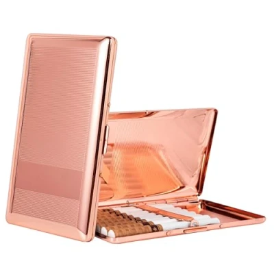 Imagen de Bonita y elegante pitillera unilateral de metal para señoras caballeros, con capacidad 10 cigarrillos Capri 120 (Rosa, 10pcs 120&#039;s)