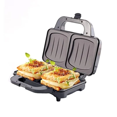 Imagen de Camry CR3054 Sandwichera Eléctrica XL para 2 Sandwiches, Placas Antiadherentes, Temperatura Automática, Compacta, Acabado Acero Inoxidable, 1300W