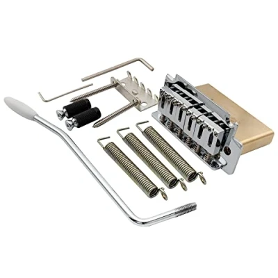 Imagen de Musiclily Pro 52,5mm Moderno Puente Trémolo 2 Puntos Bloque Latón Sólido para Guitarra Eléctrica tipo Squier Strat, Cromado