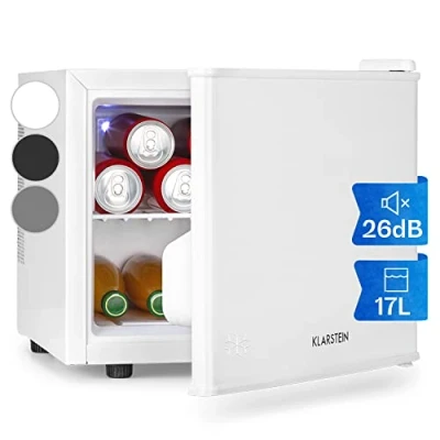 Imagen de Klarstein Nevera Pequeña Portatil Eléctrica, Mini Silenciosa, Habitación, Caravana, Oficina, Frigorificos Pequeños 3 Niveles Frío, para Refrescos, Cervezas, Cosméticos, Minibar 0 15C, 17 l.