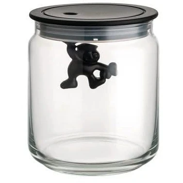 Imagen de Alessi Storage Jar Gianni A Little Man Holding On Tight 700 ml Black