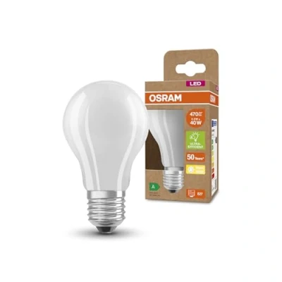 Imagen de OSRAM Lámpara LED de ahorro energía, bombilla esmerilada, E27, blanco cálido (3000K), 2,5 vatios, sustituye a la 40W, altamente eficiente y bajo consumo, paquete 1