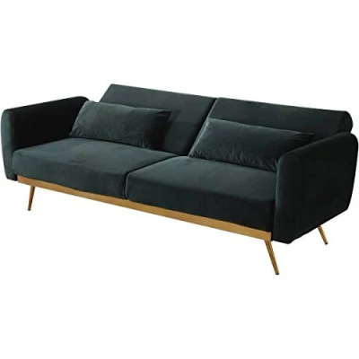 Imagen de Habitat et Jardin Sofá Cama/Clic clac Terciopelo Donia 3 plazas Verde Oscuro