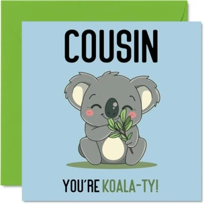 Imagen de Koala Ty tarjetas de cumpleaños divertidas para primos familiares y familiares, regalos primos, felicitación broma 145 mm x mujeres hombres