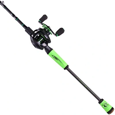 Imagen de Sougayilang Pack combinado de carrete y Caña pescar ultraligero portátil peso ligero con alto contenido en carbono 4 piezas. baitcasting para a izquierdas.