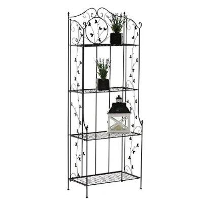 Imagen de Estantería De Hierro Plegable Arona I Decorativa con Estantes Plegables Multiusos 4 Niveles Color:, Color:Negro