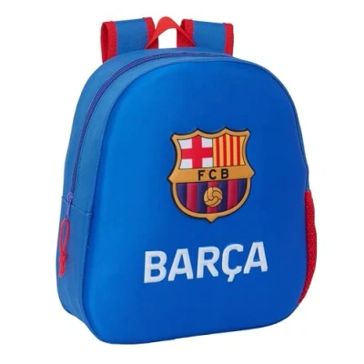 Imagen de Safta F.C. BARCELONA Mochila Escolar, con Diseño 3D, Adaptable a Carro, Ideal para Niños de Diferentes Edades, Cómoda y Versátil, Calidad Resistencia, 27x10x33 cm, Color Azul Marino