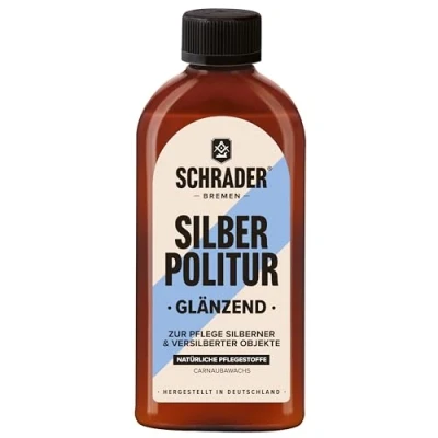 Imagen de SCHRADER Pulidor para plata brillante Cuidado de pulir, como limpiador eliminar puntos deslustre, abrillantador con cera carnauba, 250 ml, fabricado en Alemania