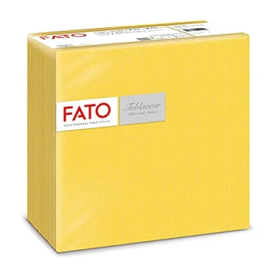 Imagen de Fato Servilletas de Papel Secas, Airlaid, Efecto Textil, Paquete 50 Servilletas, Tamaño 40x40 dobladas en 4, Color Amarillo Decorativo