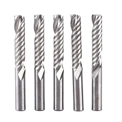 Imagen de 5 unids molino de extremo carburo tungsteno del router Bits fresa sola espiral cortador fresado CNC 6 mm x 32