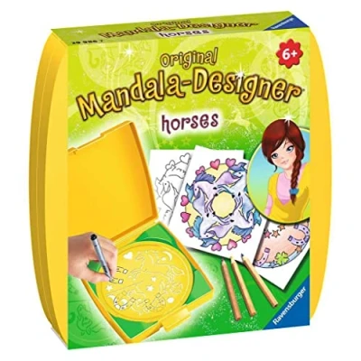 Imagen de Ravensburger 29986 Mini Mandala Designer ® Set de Dibujo y diseño temática Caballos [Importado Alemania]