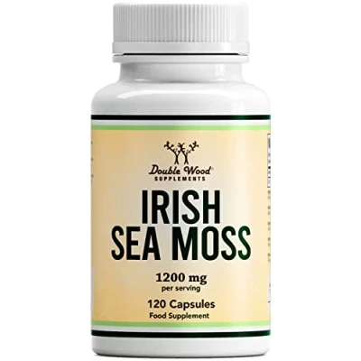 Imagen de Double Wood Musgo Marino Irlandés 120 Cápsulas de 1200mg Alga Marina Alta Potencia por Porción Sea Moss Sin OGM ni Gluten Hecho en el RU (120 Capsulas)