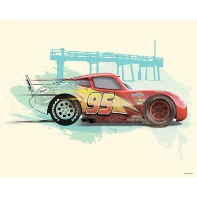 Imagen de Komar Mural de Disney Cars Rayo McQueen Tamaño: 40 x 30 cm (sin marco) Decoración para habitación infantil