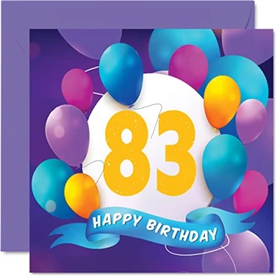 Imagen de Tarjeta de cumpleaños número 83 para hombres y mujeres, fiesta globos, tarjetas feliz hombre años, mujer, bisabuelo, abuelo, abuela,