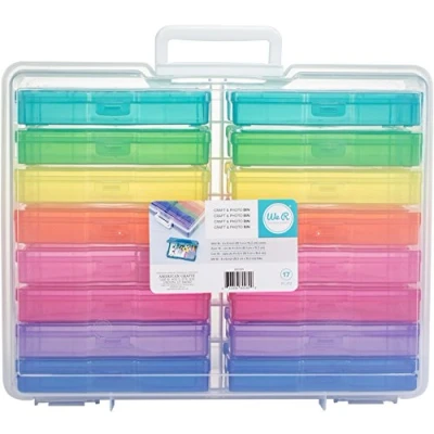 Imagen de We R Memory Keepers 660269 Contenedor de Almacenamiento Con 16 Mini Estuches Codificados Por Colores para Almacenar Fotos, Adornos, Cintas, 15&quot; X 12&quot; Cajas