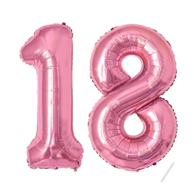 Imagen de Globos de Cumpleãnos Numeros 18 Rosa,101 CM Globo Gigantes Grandes Decoracion,Globo Numero Niño Niña Adultos decorazione,Vuelan con Helio