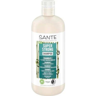 Imagen de SANTE Naturkosmetik Super Strong Champú Extracto de Bambú Orgánico + Complejo Proteína Triple Vegano con Ingredientes Naturales, Fortalece el Cabello Débil y (500 ml)