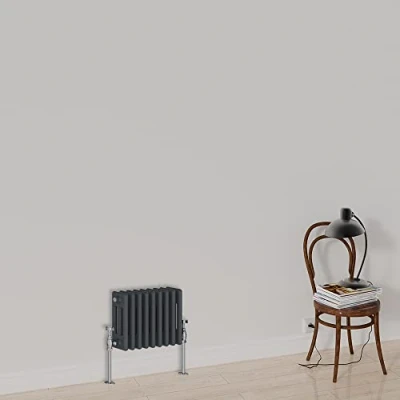 Imagen de Warmehaus radiador de diseño columna tradicional horizontal triple panel 300x427mm hierro fundido antracita calefacción central radiadores