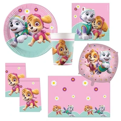 Imagen de Procos 10215312DY Set de fiesta Skye y Everest, vajilla desechable 46 piezas para fiestas cumpleaños infantiles temáticas, decoración mesa