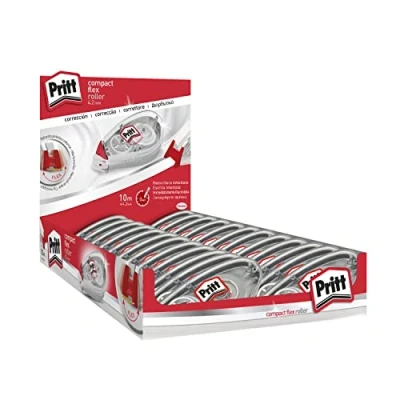 Imagen de Pritt roller Compact Flex corrector para tapar errores, correctores de bolígrafo y textos impresos, versátil blanco frases letras, 24 x (4,2mm 10m)