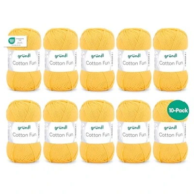 Imagen de Gründl Cotton Fun (Hilo Suave 100% algodón, Certificado Oeko Tex, g/115 m, tamaño de Aguja: 3 4, 10 ovillos 50 g), Maize, Mais, One Size, 1150