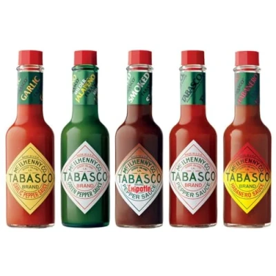 Imagen de Tabasco Salsa de chile 60 ml Juego 5 sabores Rojo Verde Habanero Chipotle Ajo