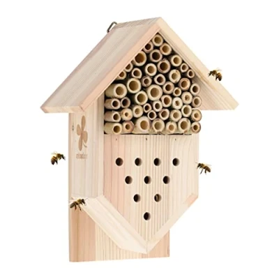 Imagen de Relaxdays Hotel Insectos, Nido Abejas y Avispas Silvestres, Colmena Colgante, Jardín Balcón, 27 x 19 12,5cm, Natural, Madera