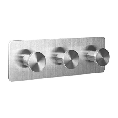 Imagen de Ambrosya Toallero Autoadhesivo Hecho de Acero Inoxidable en Negro Baño Soporte Gancho Toalla Adhesivo (Acero (Cepillado), 1 x 3)