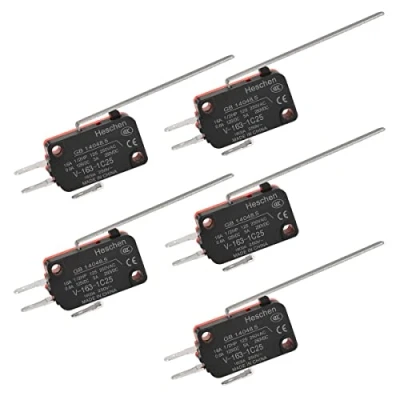 Imagen de Heschen Micro interruptor, V 163 1C25, SPDT, palanca de bisagra larga, 16A 250VAC, 5PCS